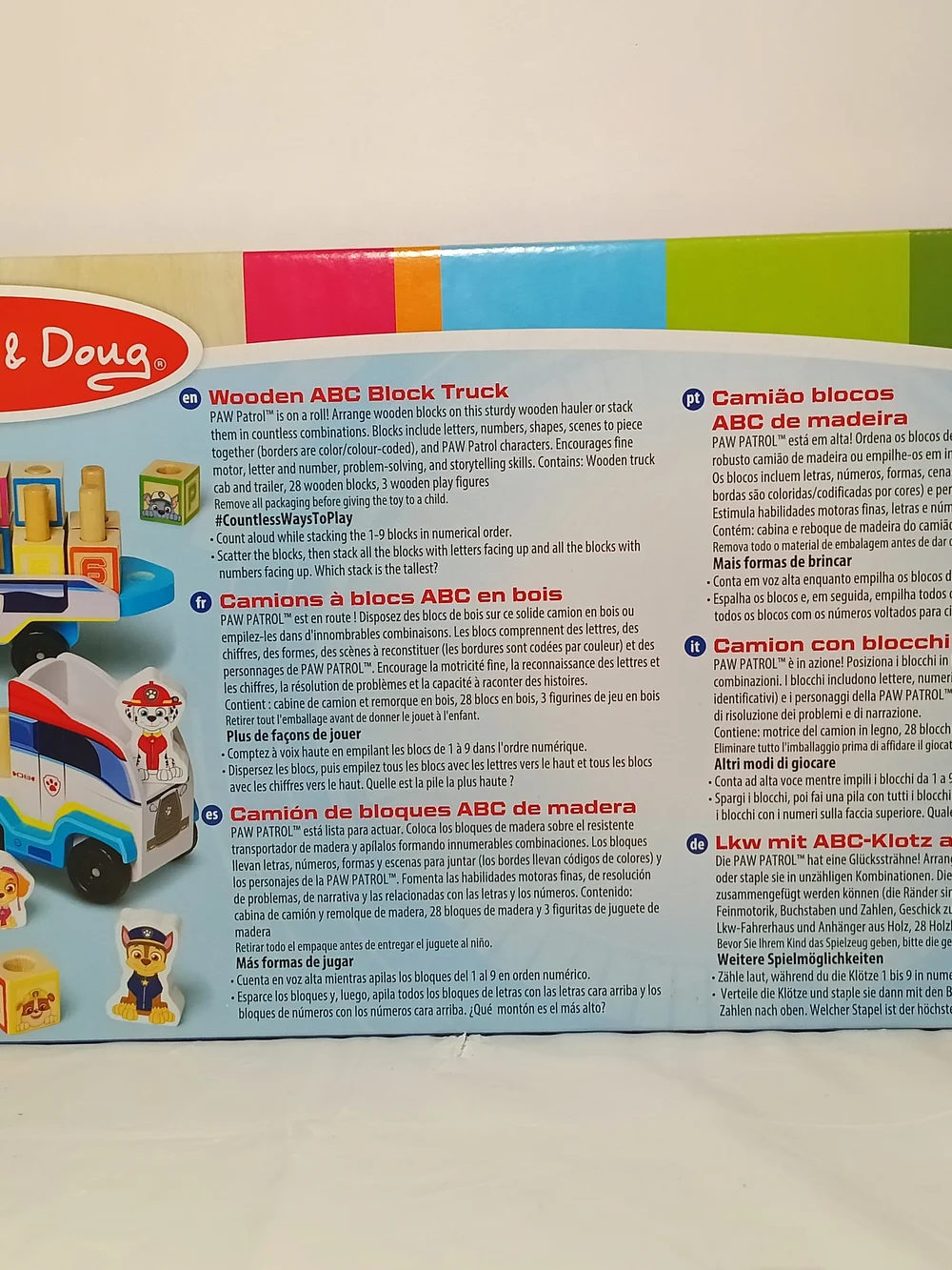 New Melissa & Doug Paw Patrol ABC Block Truck - Red/Blue
